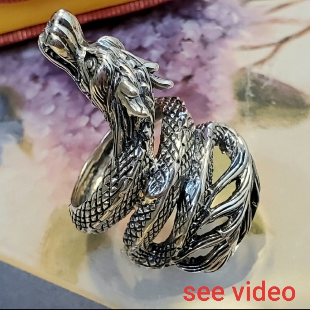 NEW 925 Sterling Silver Protection Dragon Ring - Picture 3 of 10